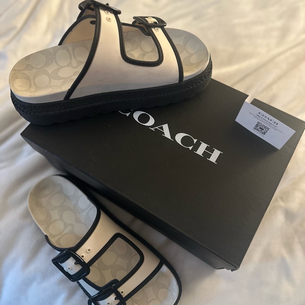 Coach White and Black Sandals